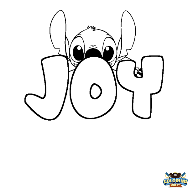 Coloring page first name JOY - Stitch background