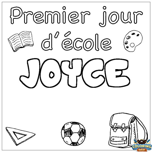 Coloring page first name JOYCE - School First day background