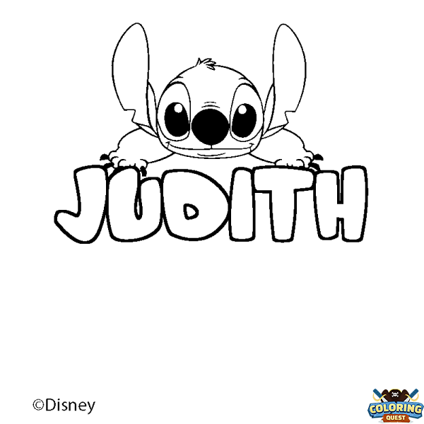 Coloring page first name JUDITH - Stitch background