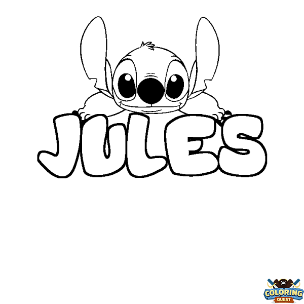 Coloring page first name JULES - Stitch background