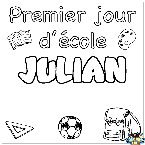 Coloring page first name JULIAN - School First day background