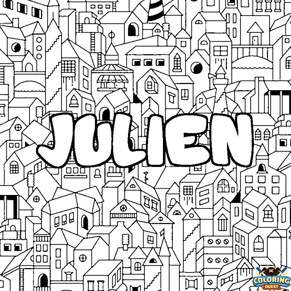 Coloring page first name JULIEN - City background