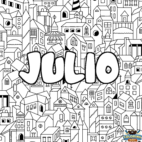 Coloring page first name JULIO - City background