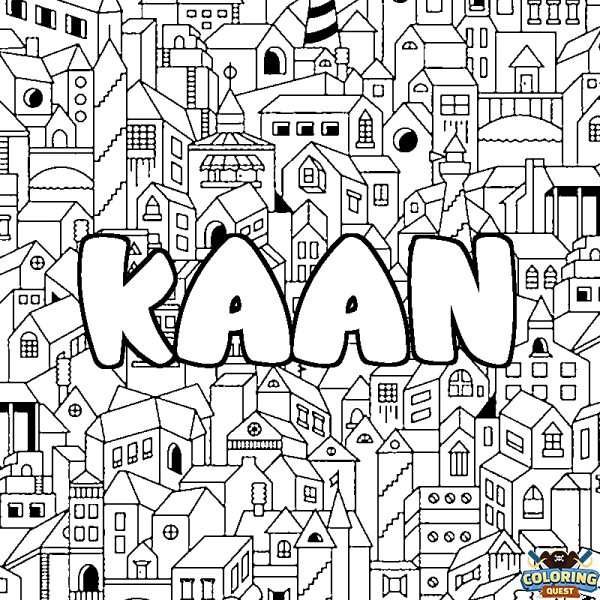 Coloring page first name KAAN - City background