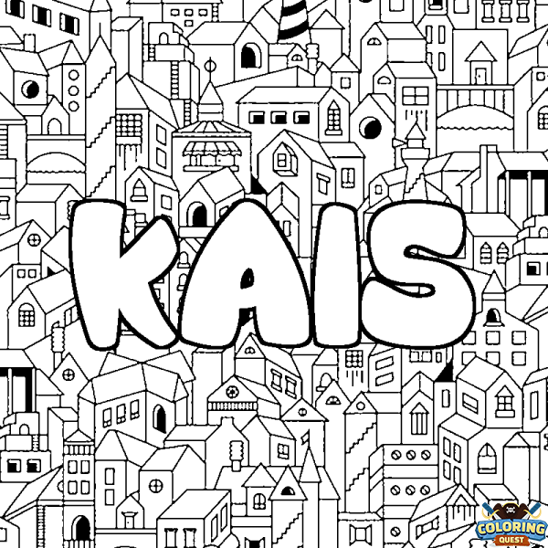 Coloring page first name KAIS - City background