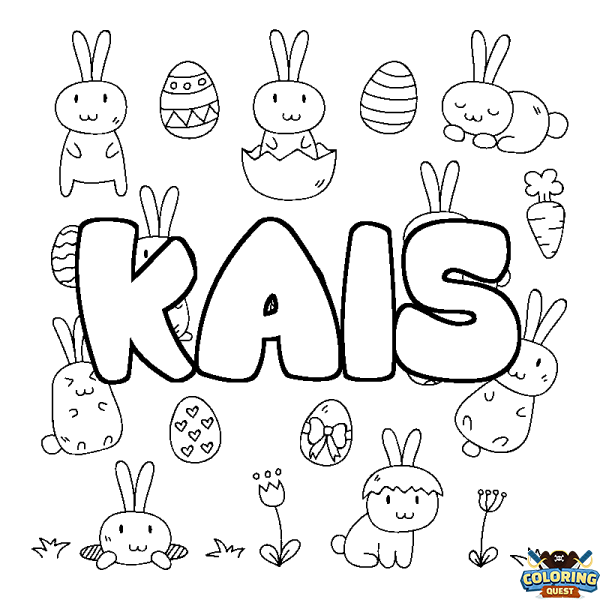 Coloring page first name KAIS - Easter background