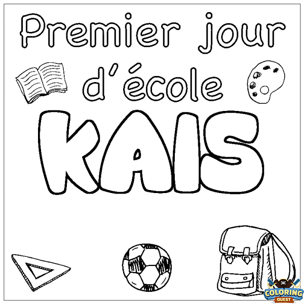 Coloring page first name KAIS - School First day background