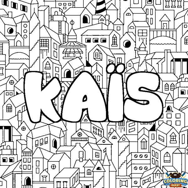 Coloring page first name KA&Iuml;S - City background