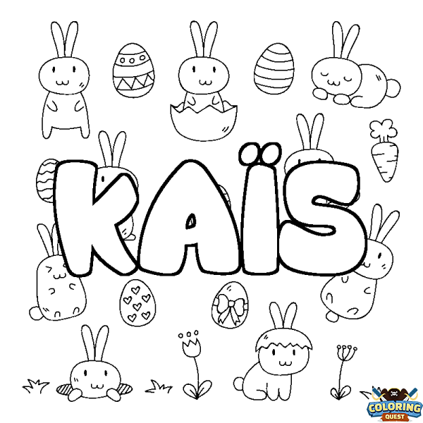 Coloring page first name KA&Iuml;S - Easter background