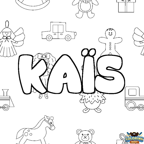 Coloring page first name KA&Iuml;S - Toys background