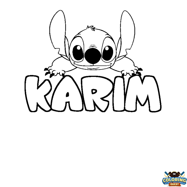 Coloring page first name KARIM - Stitch background