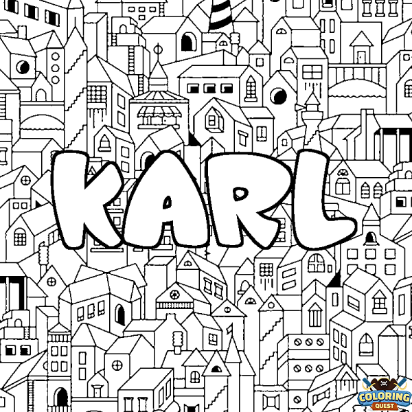 Coloring page first name KARL - City background