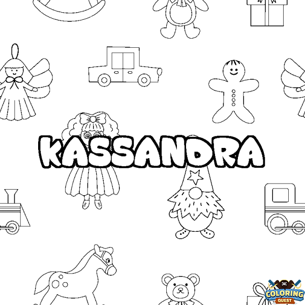 Coloring page first name KASSANDRA - Toys background