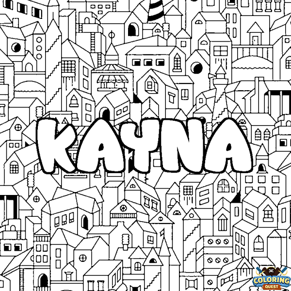 Coloring page first name KAYNA - City background
