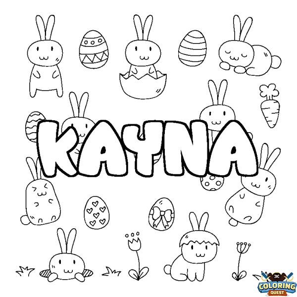 Coloring page first name KAYNA - Easter background