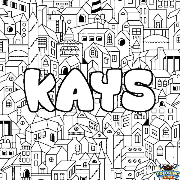 Coloring page first name KAYS - City background