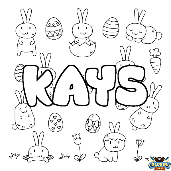 Coloring page first name KAYS - Easter background