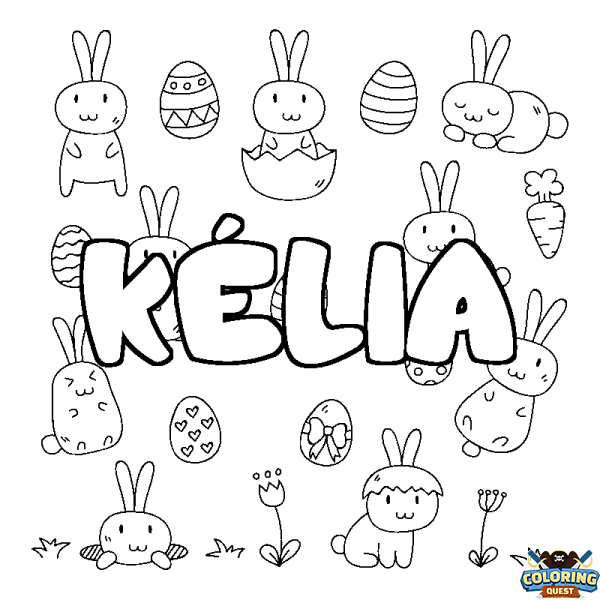 Coloring page first name K&Eacute;LIA - Easter background