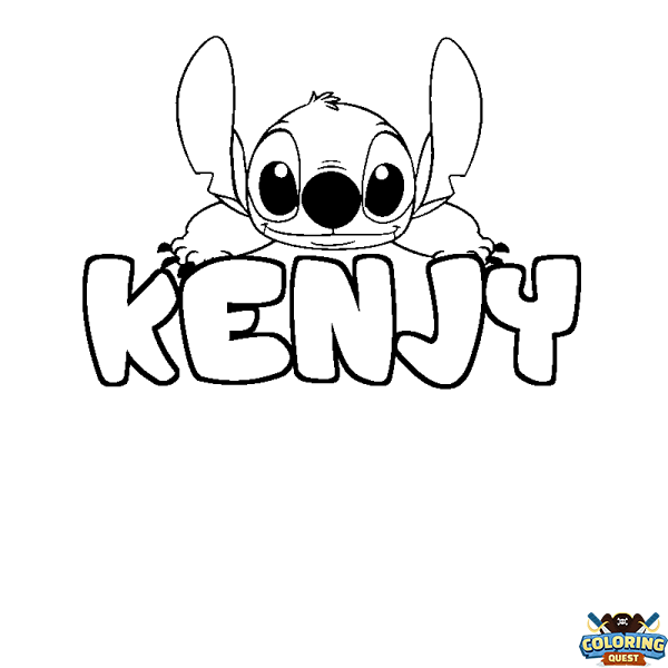 Coloring page first name KENJY - Stitch background