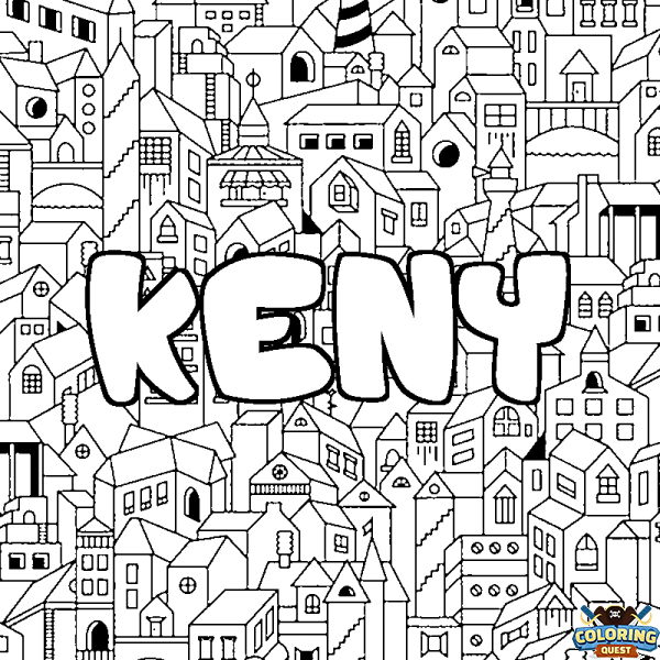 Coloring page first name KENY - City background