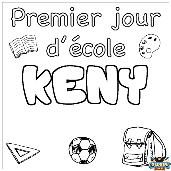 Coloring page first name KENY - School First day background