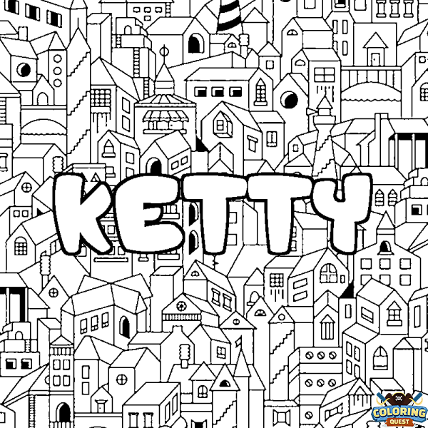 Coloring page first name KETTY - City background