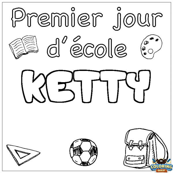 Coloring page first name KETTY - School First day background
