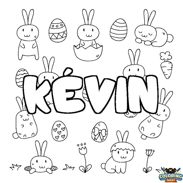 Coloring page first name K&Eacute;VIN - Easter background