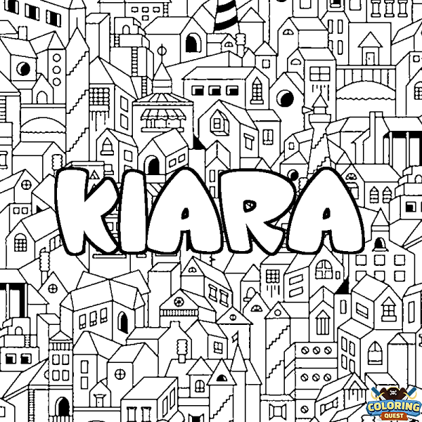 Coloring page first name KIARA - City background