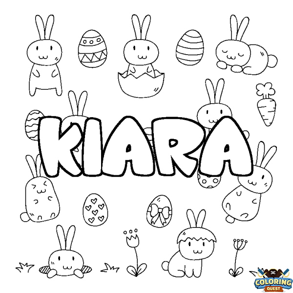 Coloring page first name KIARA - Easter background