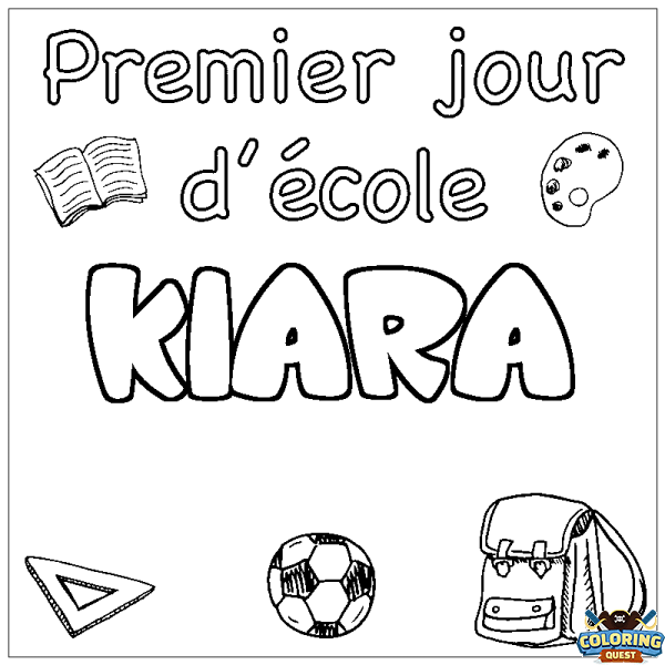 Coloring page first name KIARA - School First day background