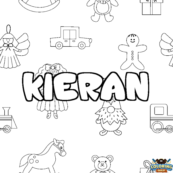 Coloring page first name KIERAN - Toys background