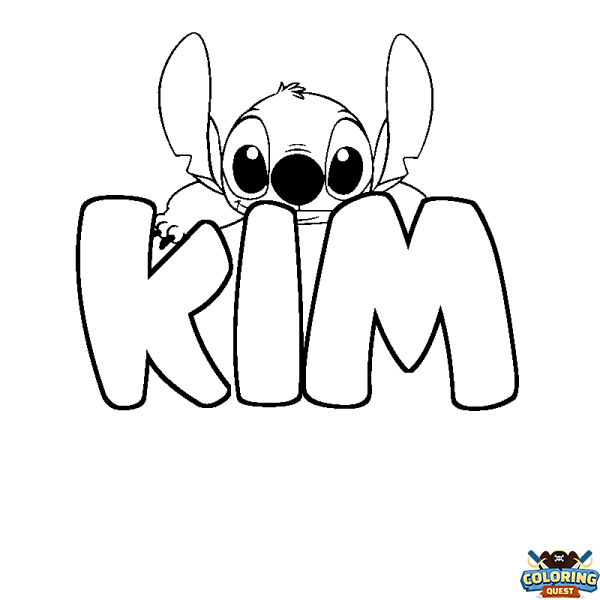 Coloring page first name KIM - Stitch background