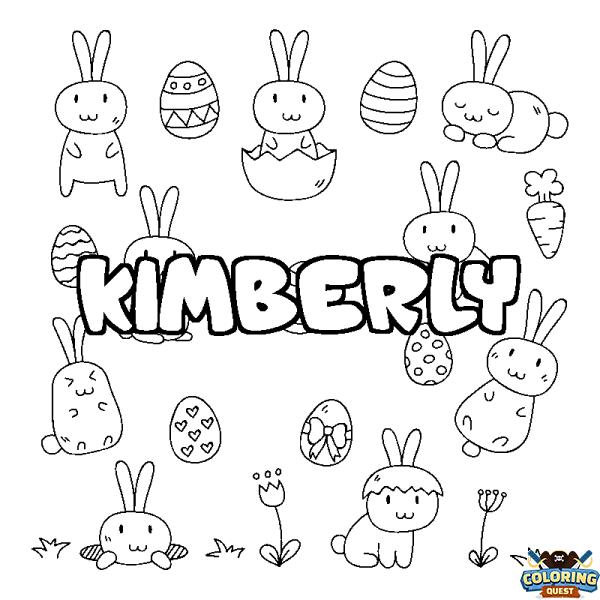 Coloring page first name KIMBERLY - Easter background
