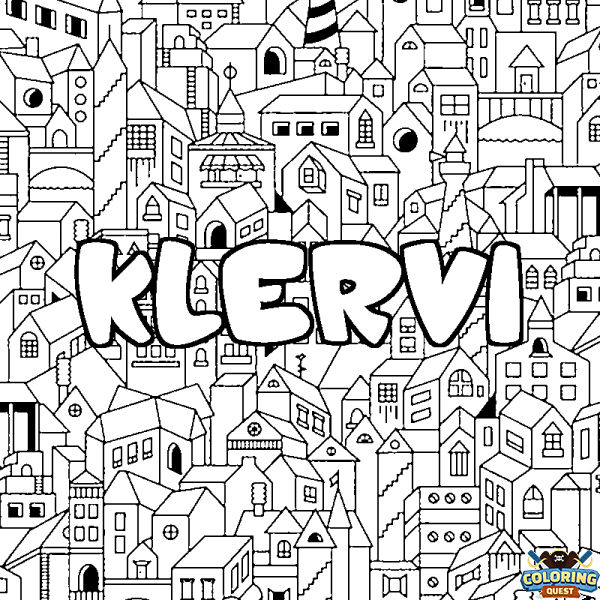 Coloring page first name KLERVI - City background