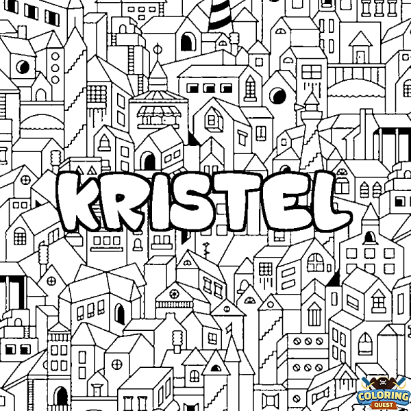 Coloring page first name KRISTEL - City background