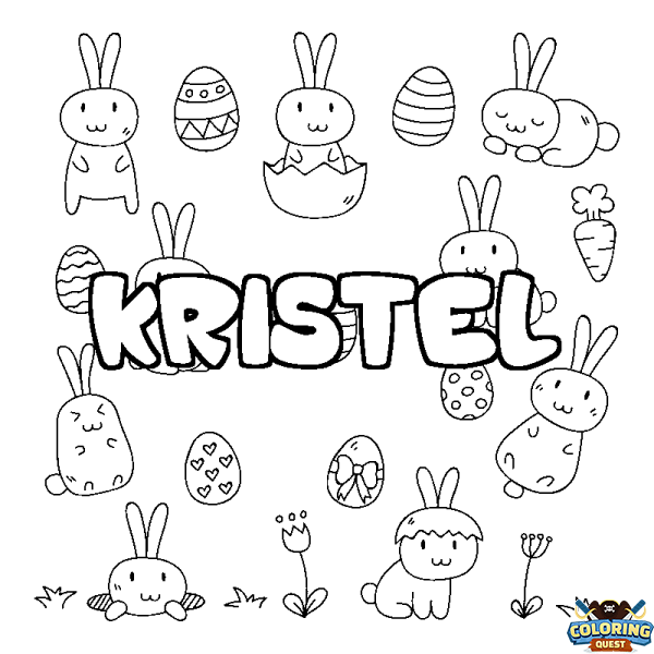 Coloring page first name KRISTEL - Easter background