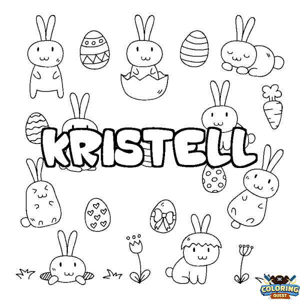 Coloring page first name KRISTELL - Easter background