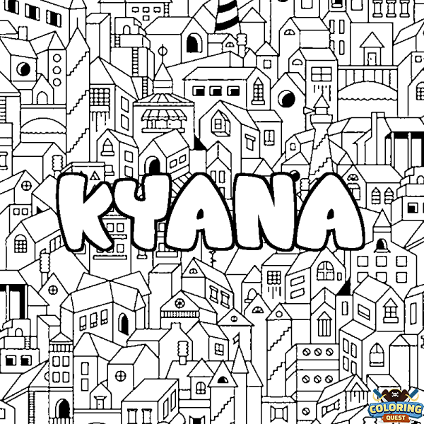 Coloring page first name KYANA - City background