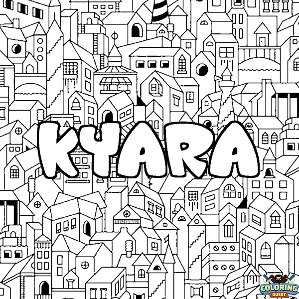 Coloring page first name KYARA - City background