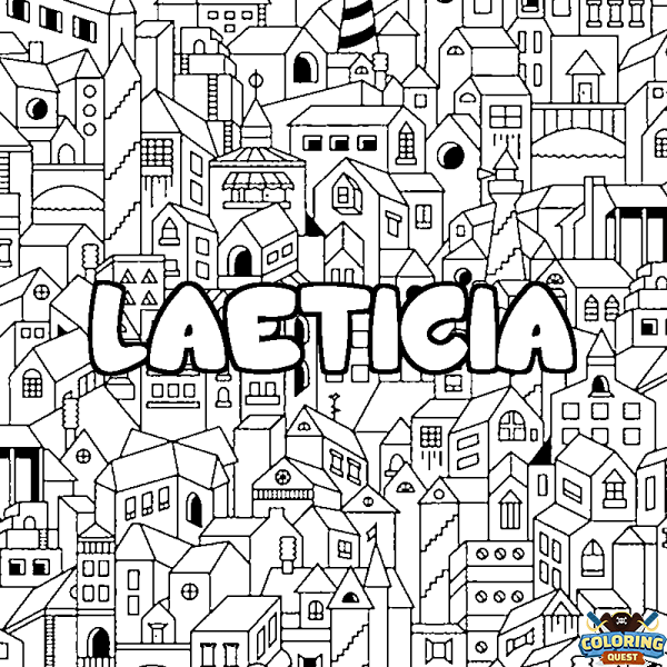 Coloring page first name LAETICIA - City background