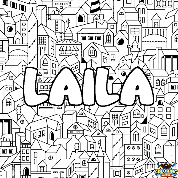 Coloring page first name LAILA - City background