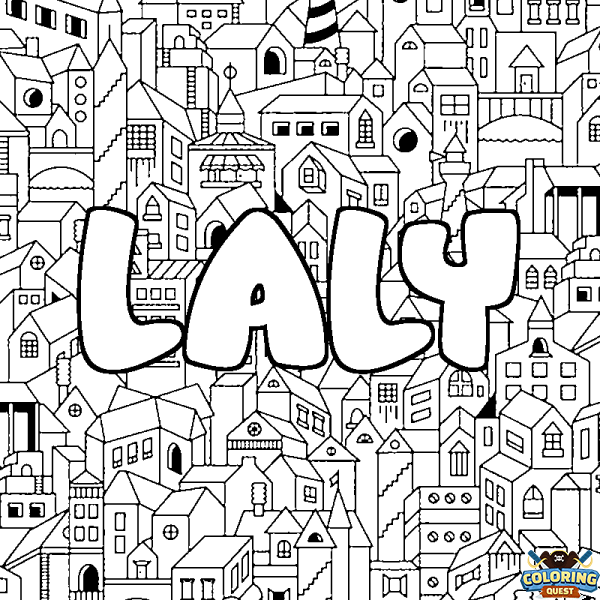 Coloring page first name LALY - City background