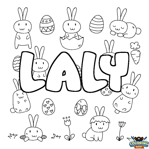 Coloring page first name LALY - Easter background