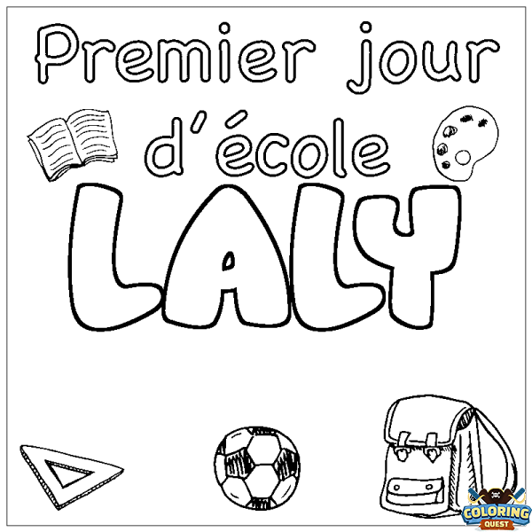 Coloring page first name LALY - School First day background