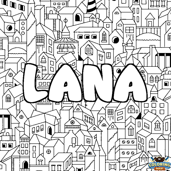 Coloring page first name LANA - City background
