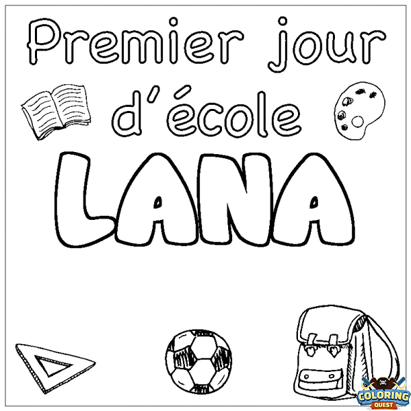 Coloring page first name LANA - School First day background