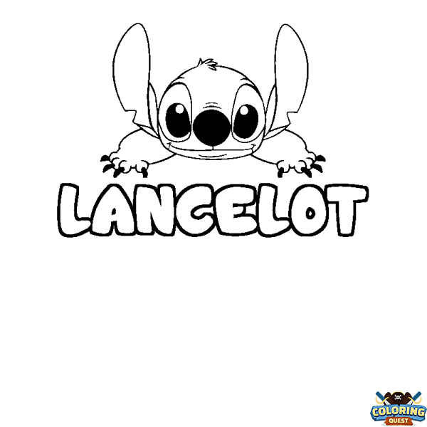 Coloring page first name LANCELOT - Stitch background