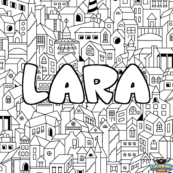 Coloring page first name LARA - City background