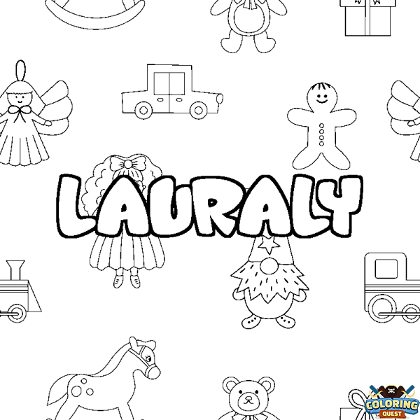 Coloring page first name LAURALY - Toys background